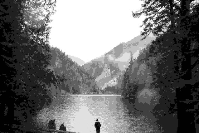 Hiking lakeside